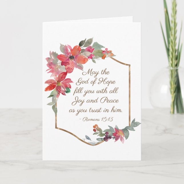 Tarjeta Festiva Romanos 15:13 Dios de esperanza, Navidades (Anverso)