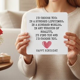 Tarjeta Festiva Romantic Birthday Card for Wife – I’d Choose You 