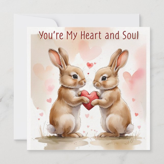 Tarjeta Festiva Romantic Bunny Card - Para siempre (Anverso)