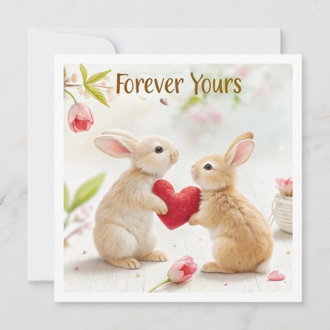 Tarjeta Festiva Romantic Bunny Card - Para siempre (Anverso)