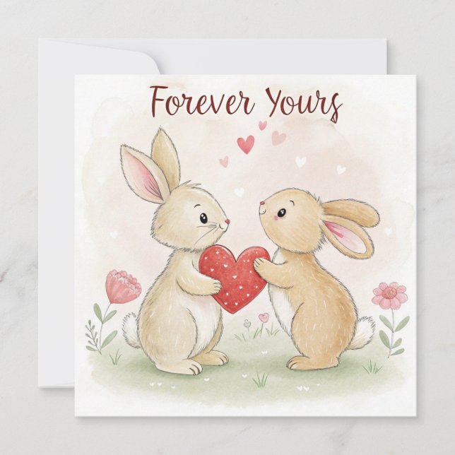 Tarjeta Festiva Romantic Bunny Card - Para siempre (Anverso)
