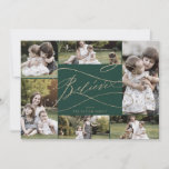 Tarjeta Festiva Romantic Gold Green Believe 7 Photo Family News<br><div class="desc">Este romántico color dorado verde cree que 7 foto familia noticias tarjeta de vacaciones es el sencillo y perfecto saludo de vacaciones. El moderno diseño clásico presenta vistosos remolinos y florituras con una preciosa y elegante tipografía de Relieve metalizado de oro con chaflán a mano con letras falsas y oro....</div>