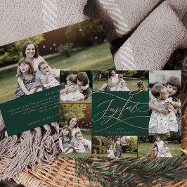 Tarjeta Festiva Romantic Gold Green Joyful 7 Photo Family News