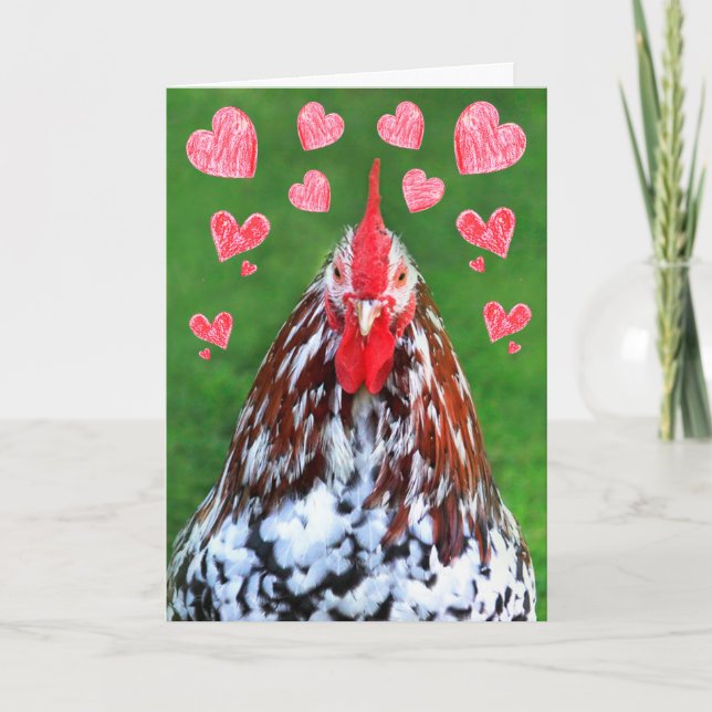 Tarjeta Festiva Romantic Manly Rooster El día de San Valentín (Anverso)
