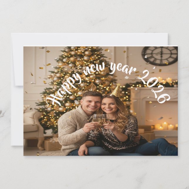 Tarjeta Festiva Romantic New Year's Card Celebrating our love (Anverso)