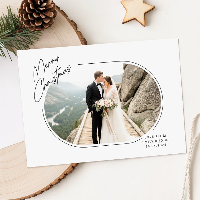 Tarjeta Festiva Romantic Newlywed Couple Photo Merry Christmas (Subido por el creador)