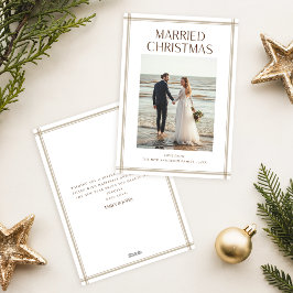 Tarjeta Festiva Romantic Newlywed Married Christmas Beach Photo