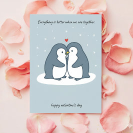 Tarjeta Festiva Romantic Penguin Pair Valentine Card for Couples