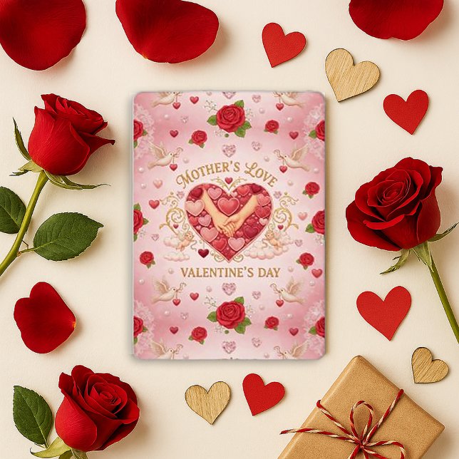 Tarjeta Festiva Romantic Pink Vintage Mother's Love Heart (Subido por el creador)