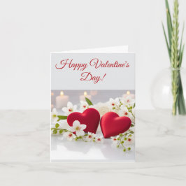 Tarjeta Festiva Romantic Red Hearts & Flowers Valentine’s Card