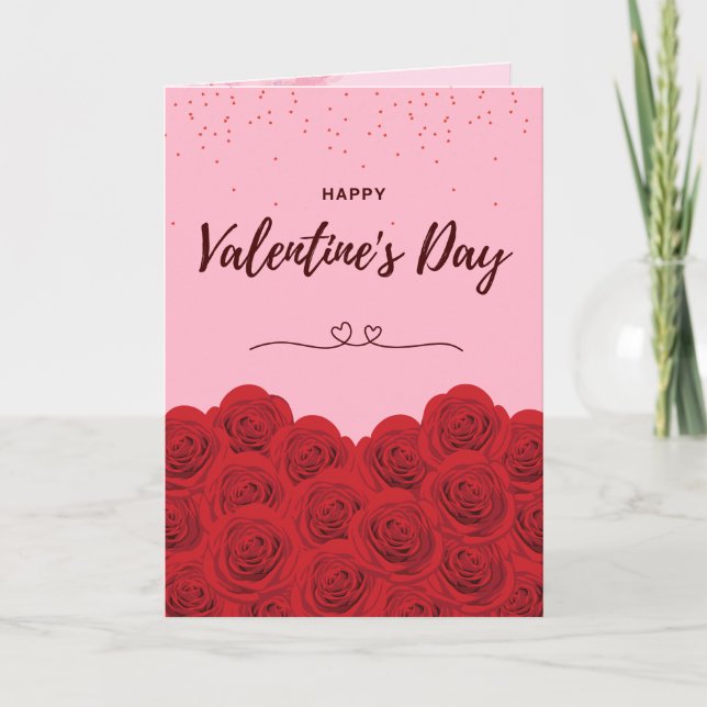 Tarjeta Festiva Romantic Red Rose Valentine’s Day Card Love & Rose (Anverso)
