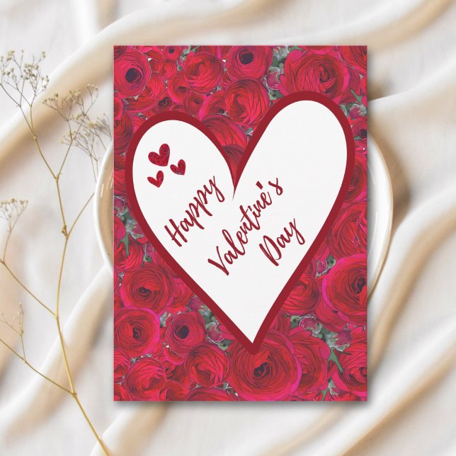 Tarjeta Festiva Romantic Red Roses - Red Heart Valentine's Day (Subido por el creador)