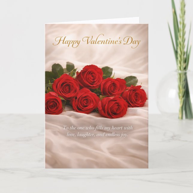 Tarjeta Festiva Romantic Red Roses Valentine’s Day Greeting Card (Anverso)