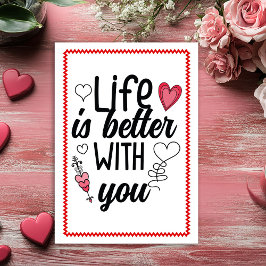 Tarjeta Festiva Romantic Sketch Hand Drawn Valentine Card Red 