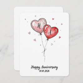 Tarjeta Festiva Romantic Watercolor Heart Custom Anniversary