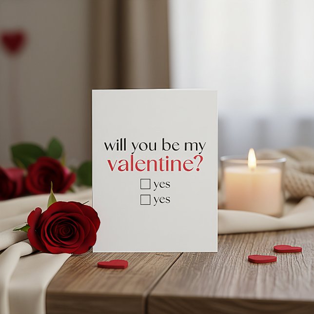 Tarjeta Festiva Romantic Will You Be My Valentine Card for Her (Subido por el creador)