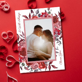 Tarjeta Festiva Romántica Foto Floral Te Amo Día de San Valentín