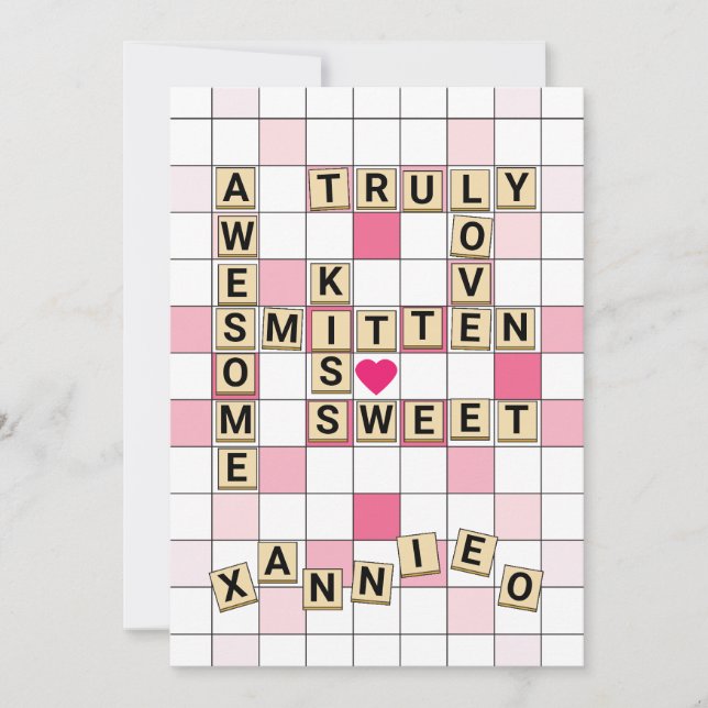 Tarjeta Festiva Romántica palabra suave rompecabezas de San Valent (Anverso)