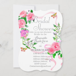 Tarjeta Festiva Romántica rosa de la rosa rosa de la ducha de novi