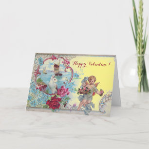 TARJETA FESTIVA ROMÁNTICA/VÁLENTINA CUPIDA RECOGIDA ROSAS ROSAS RO