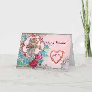 TARJETA FESTIVA ROMÁNTICA/VÁLENTINA CUPIDA RECOGIDA ROSAS ROSAS RO