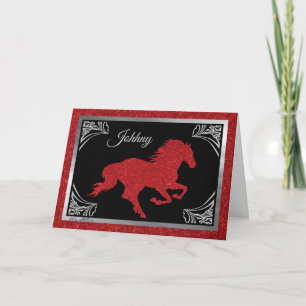 Tarjeta Festiva Romántico Caballo y Corazón San Valentín