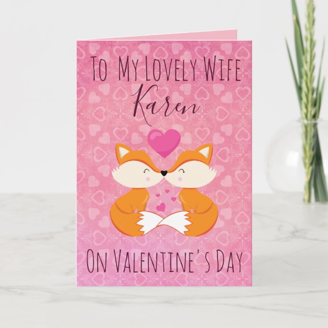 Tarjeta Festiva Romántico Día de San Valentín rosa para ella (Anverso)