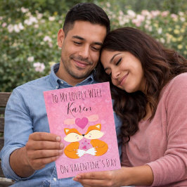 Tarjeta Festiva Romántico Día de San Valentín rosa para ella