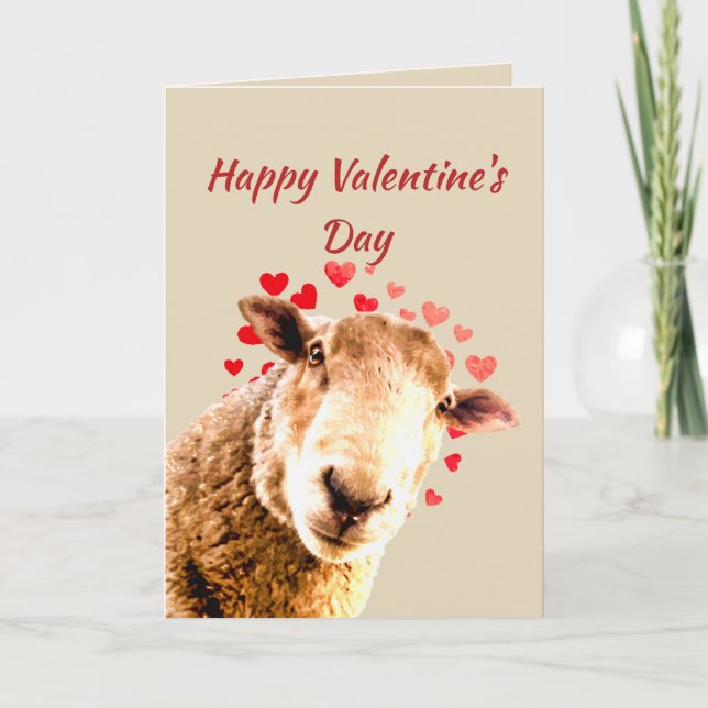 Tarjeta Festiva Romántico Pun Love Ewe Funny Sheep Animal Humor (Anverso)