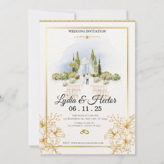Tarjeta Festiva -Romántico-Rosa-Acuarela-Floral-Pareja-Boda-