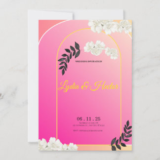 Tarjeta Festiva -Romántico-Rosa-Acuarela-Floral-Pareja-Boda-