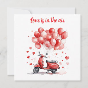 Tarjeta Festiva Romántico Scooter Rojo de San Valentín Italia  