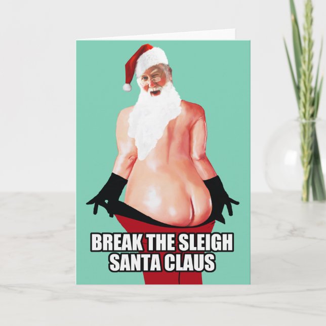 Tarjeta Festiva Rompa el trineo Papá Noel (Anverso)