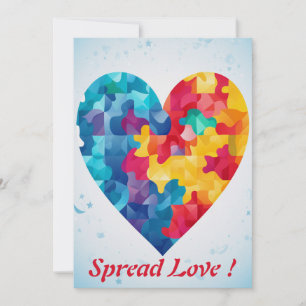 Tarjeta Festiva Rompecabezas de Amor Corazón Arcoíris Personalizad