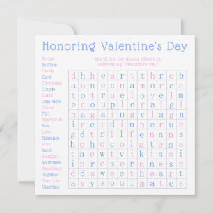 Tarjeta Festiva Rompecabezas de búsqueda de palabras El día de San