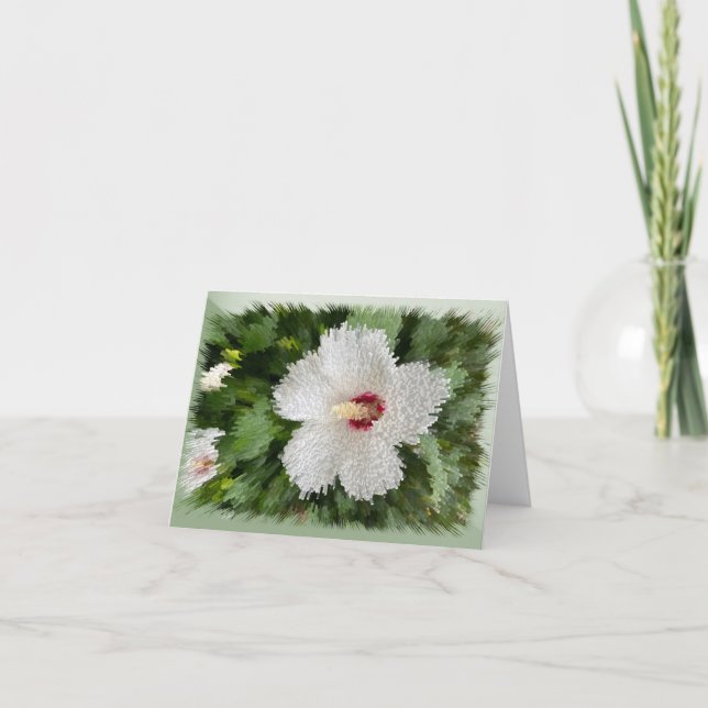 Tarjeta Festiva Rompecabezas de flores blancas (Anverso)