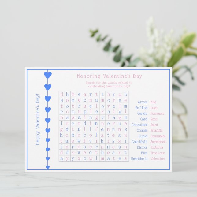 Tarjeta Festiva Rompecabezas El día de San Valentín de corazones a (Anverso de pie)