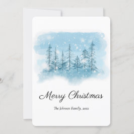 Tarjeta Festiva Ronda de Navidades de invierno con nieve