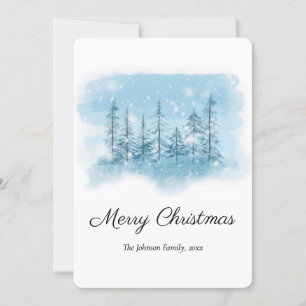 Tarjeta Festiva Ronda de Navidades de invierno con nieve