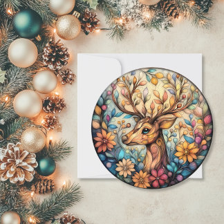 Tarjeta Festiva Ronda de Personalizable de renos festivos