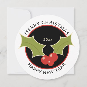Tarjeta Festiva Ronda, Navidades mínimos Holly y vacaciones de Ber