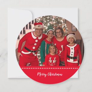 Tarjeta Festiva Ronda personalizada de fotos de la familia navideñ