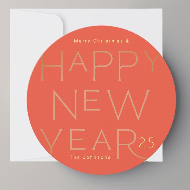 Tarjeta Festiva Ronda Personalizado moderno Gold Textos Feliz Año  (Subido por el creador)