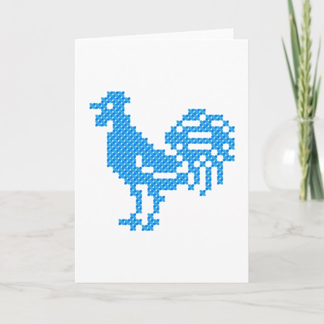 Tarjeta Festiva Rooster azul (Anverso)