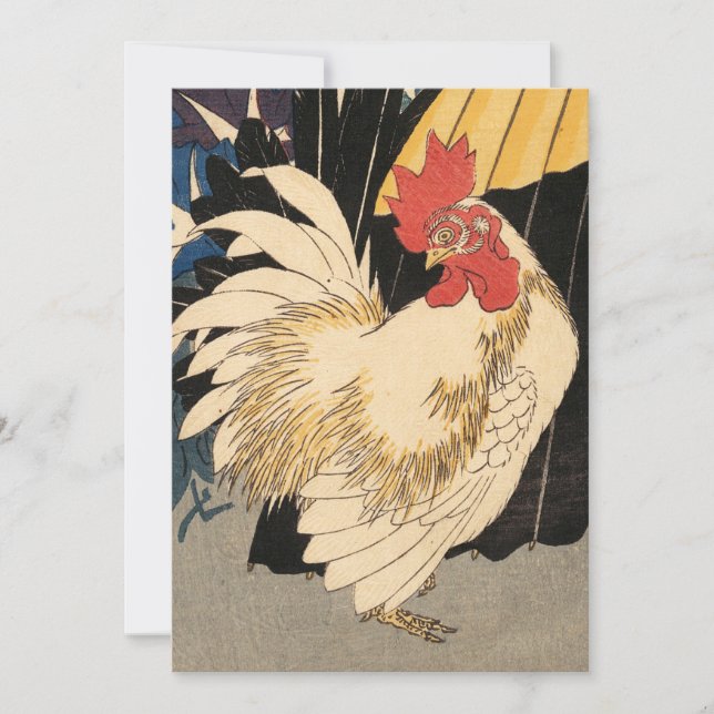 Tarjeta Festiva Rooster blanco (Anverso)