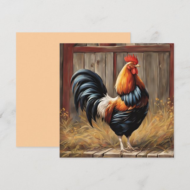 Tarjeta Festiva Rooster de casas de campo - Gloria majestuosa (Anverso / Reverso)