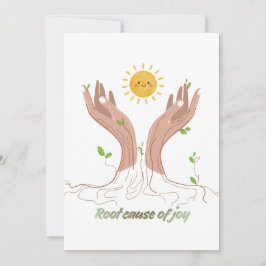 Tarjeta Festiva Root Cause of Joy | Nature Hands and Sun Greeting 