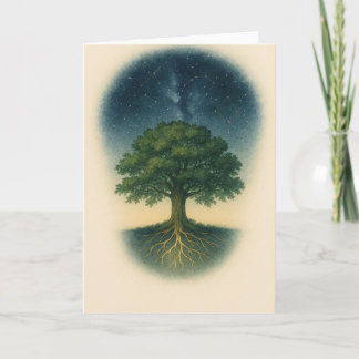 Tarjeta Festiva Rooted & Rising Family Tree Constellation