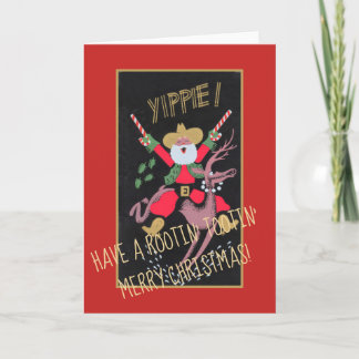 Tarjeta Festiva Rootin Tootin Cowboy Santa