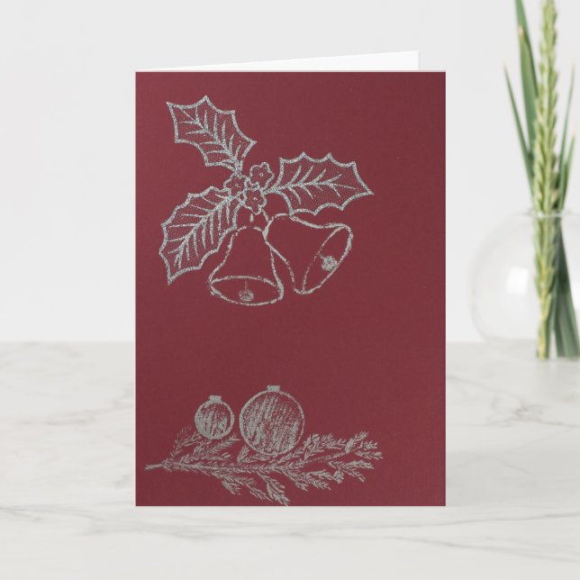 Tarjeta Festiva Ropa hueca, campanas de Navidades, adorno navideño (Anverso)